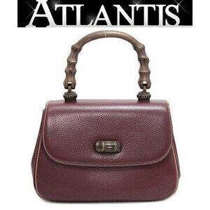 Gucci Bamboo Handbag Bordeaux Purple Brown Leather